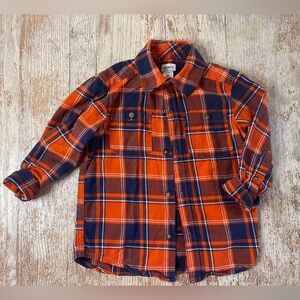 Carter's Red Navy Plaid Flannel Shirt Boys 2T Button Down Cabincore Preppy Fall